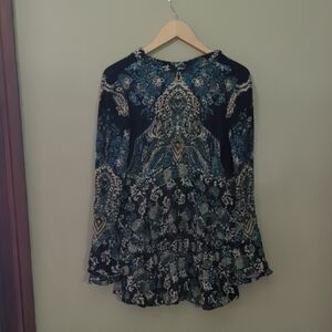 Bohemian Patterned Long Sleeve Blouse